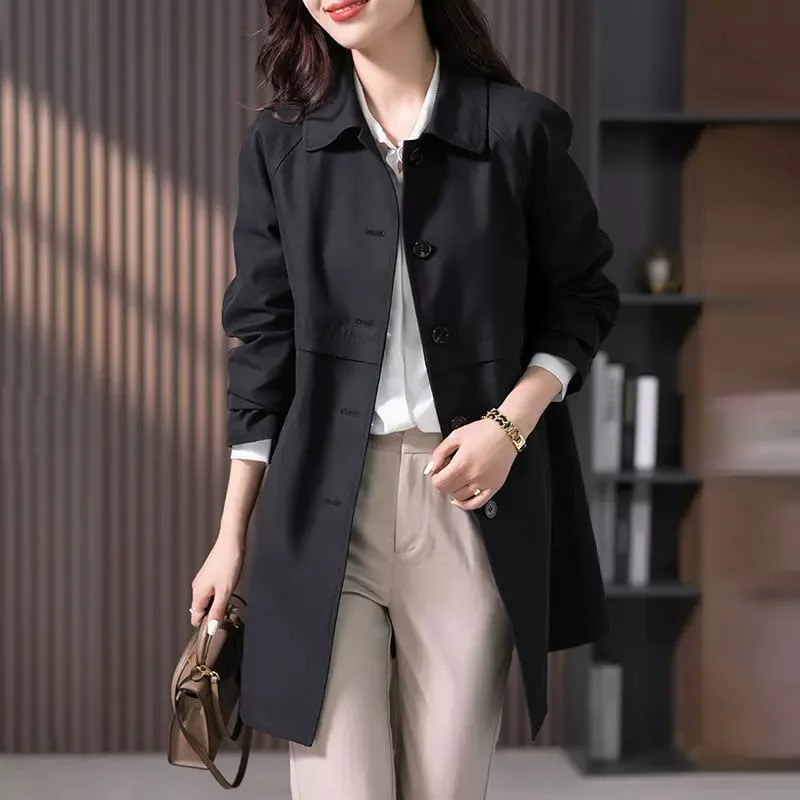 Stylischer Kurzer Trenchcoat Mit Einem Knopf Für Damen