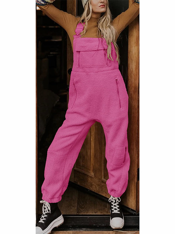 Damen Fleece Thermo Overall mit Reißverschlusstaschen