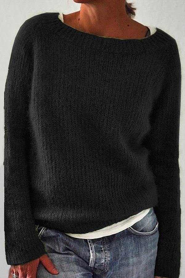 Lässige Einfarbige Basic O-Ausschnitt Pullover 6 Farben