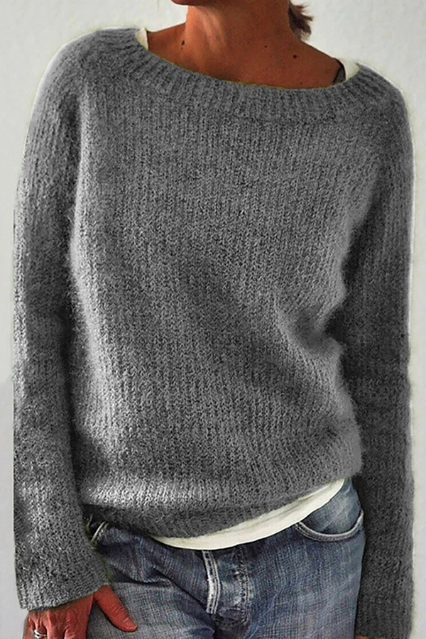 Lässige Einfarbige Basic O-Ausschnitt Pullover 6 Farben
