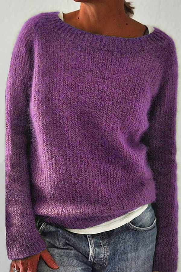 Lässige Einfarbige Basic O-Ausschnitt Pullover 6 Farben