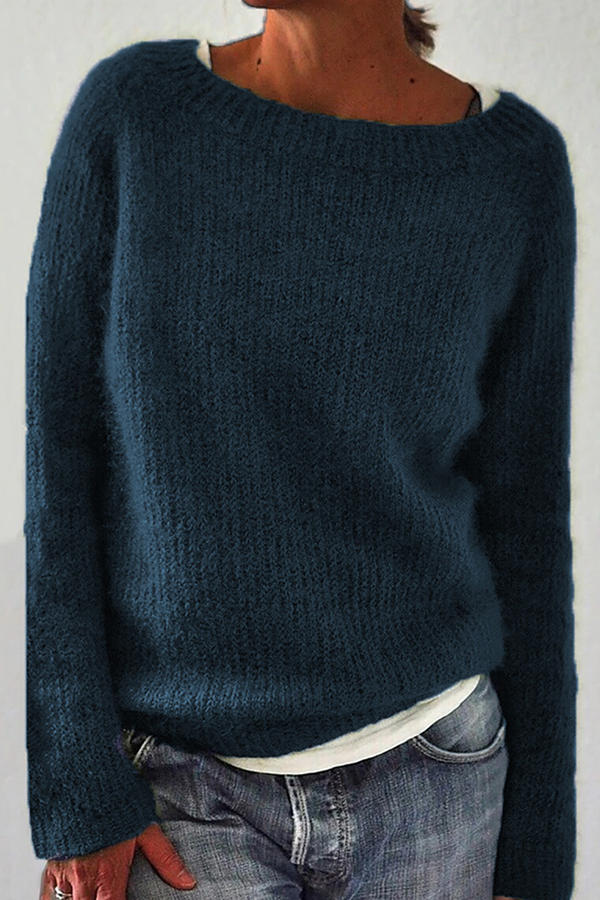 Lässige Einfarbige Basic O-Ausschnitt Pullover 6 Farben