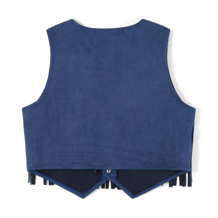 Damen Wildleder Weste – Boho Weste mit Fransen und Knopfdetail