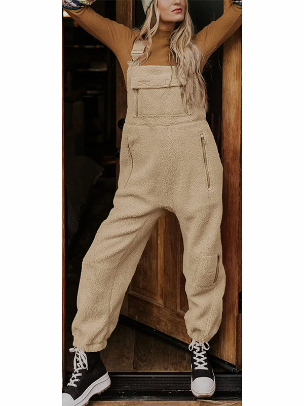 Damen Fleece Thermo Overall mit Reißverschlusstaschen