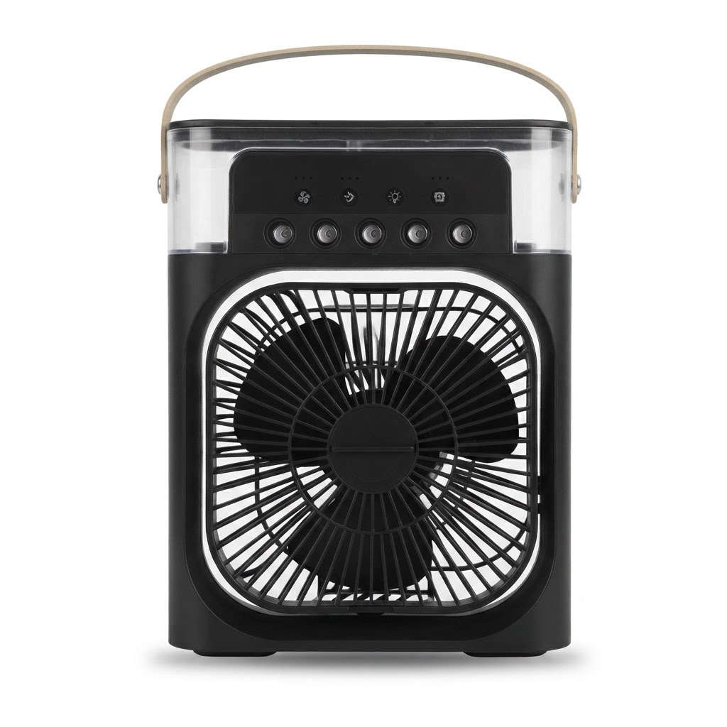 3-in-1 Mini-Luftkühler-Ventilator – Tragbarer Luftbefeuchter & LED-Nachtlicht, USB-Tischklimaanlage für Zuhause & Büro