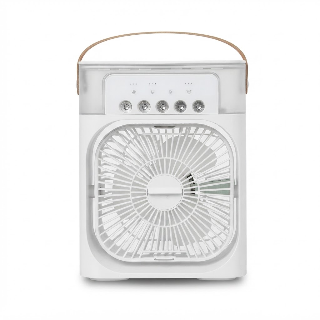 3-in-1 Mini-Luftkühler-Ventilator – Tragbarer Luftbefeuchter & LED-Nachtlicht, USB-Tischklimaanlage für Zuhause & Büro