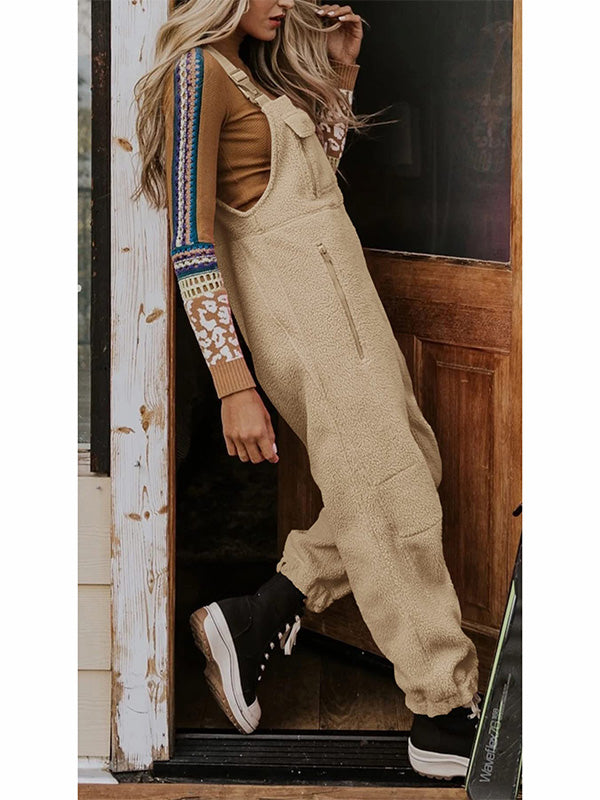 Damen Fleece Thermo Overall mit Reißverschlusstaschen