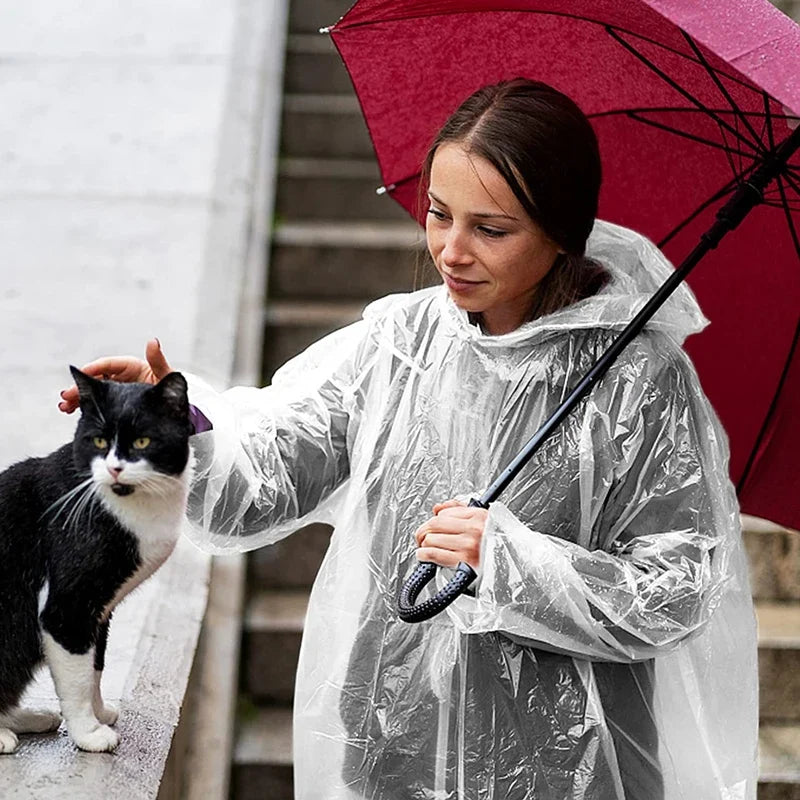 Unisex Poncho Transparenter Regenmantel Einweg Wasserdichte