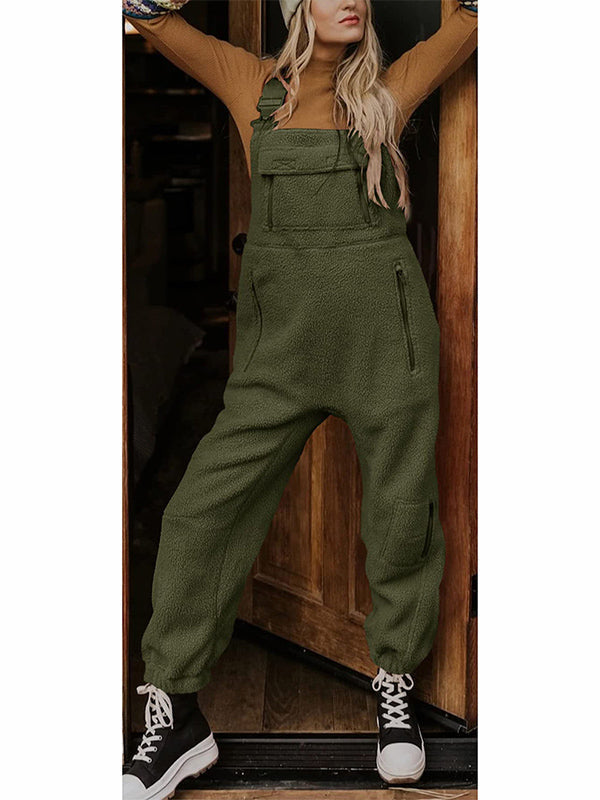 Damen Fleece Thermo Overall mit Reißverschlusstaschen