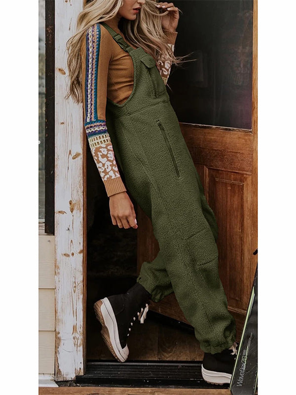 Damen Fleece Thermo Overall mit Reißverschlusstaschen