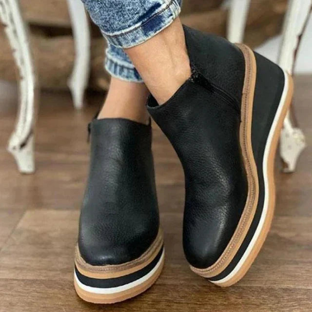 Elegante Wasserdichte Stiefel Schlanke Silhouette Seitlicher Reißverschluss