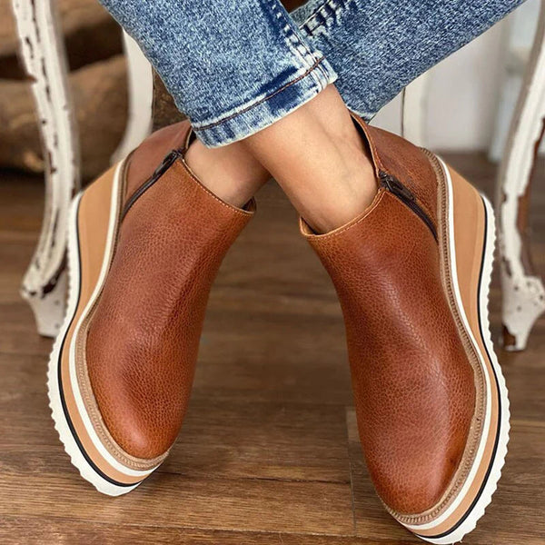Elegante Wasserdichte Stiefel Schlanke Silhouette Seitlicher Reißverschluss