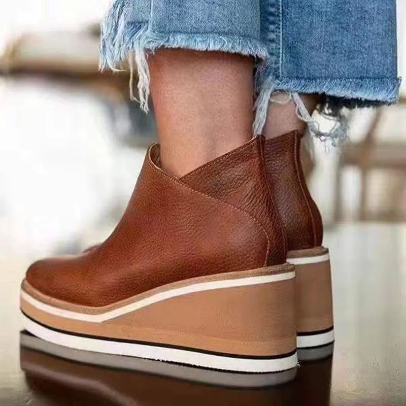 Elegante Wasserdichte Stiefel Schlanke Silhouette Seitlicher Reißverschluss