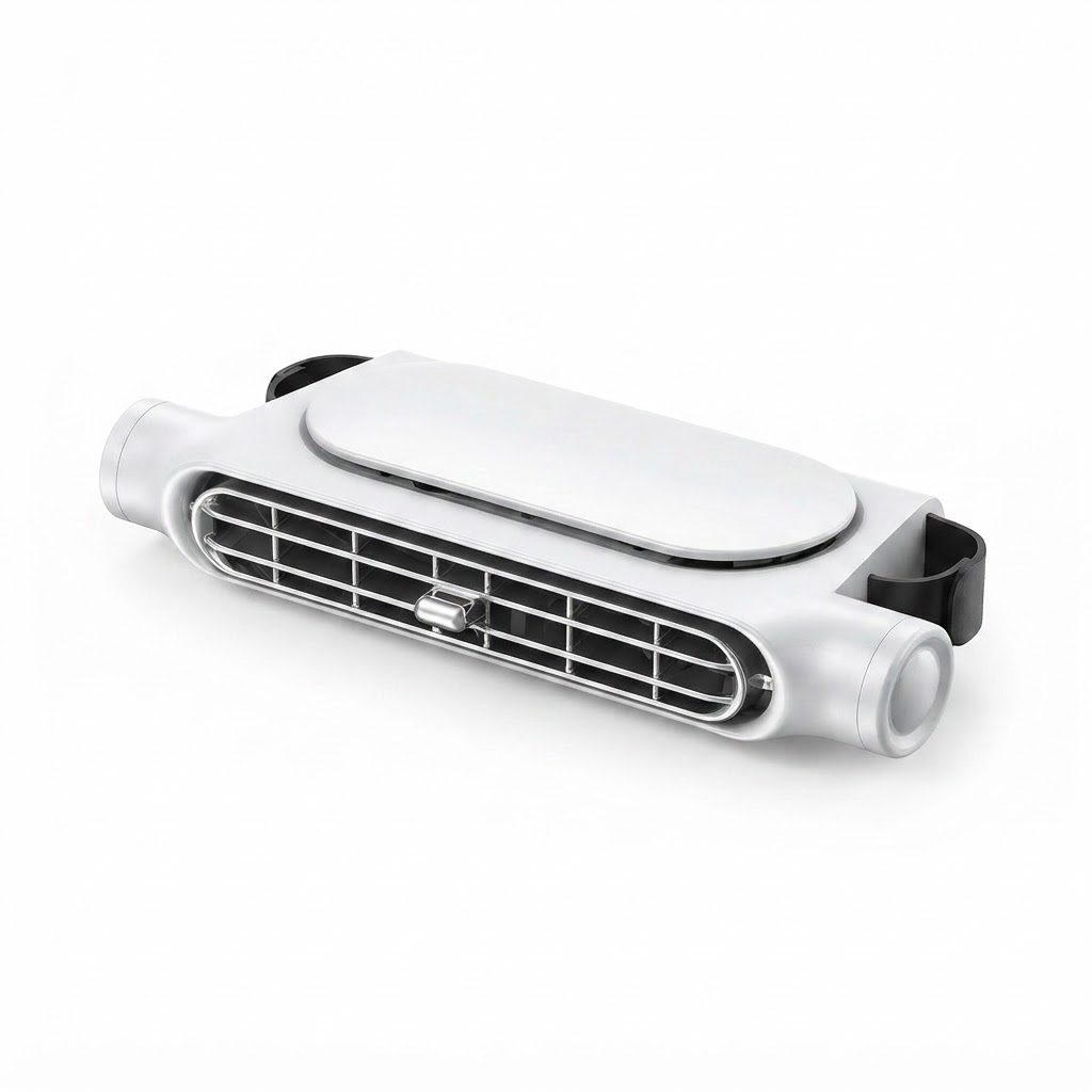 Autositz-Lüfter – 3-stufiger USB-Kopfstützenlüfter, wiederaufladbarer Doppelkopf-Lüfter für Vorder- und Rücksitze