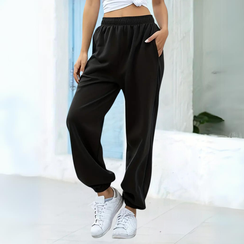 Damen Baggy-Jogginghosen Hohe Taille Weiten Schnitt Bewegungsfreiheit Freizeit