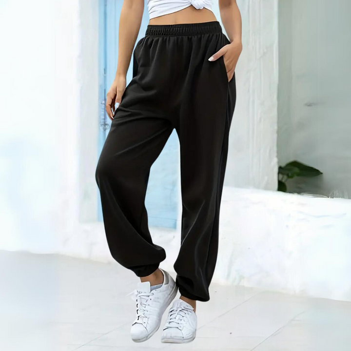 Damen Baggy-Jogginghosen Hohe Taille Weiten Schnitt Bewegungsfreiheit Freizeit