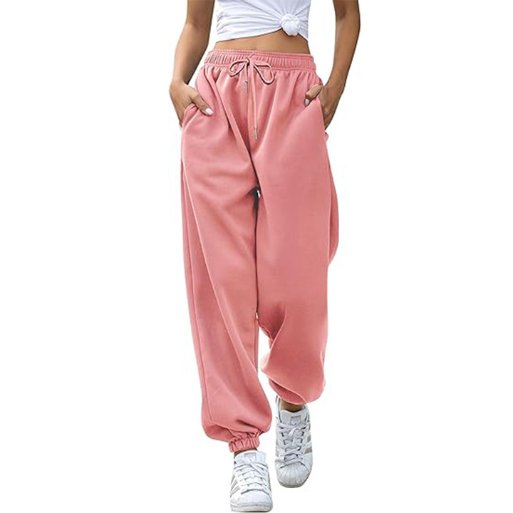 Damen Baggy-Jogginghosen Hohe Taille Weiten Schnitt Bewegungsfreiheit Freizeit