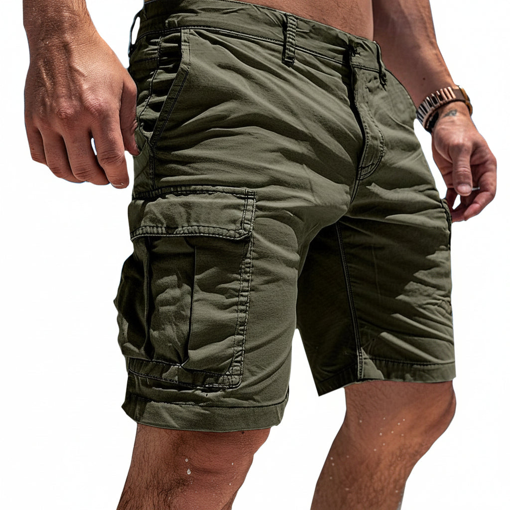 Cargoshorts Herren Locker Mit Taschen – Leichte Sommershorts Baumwolle Beige Grün Schwarz