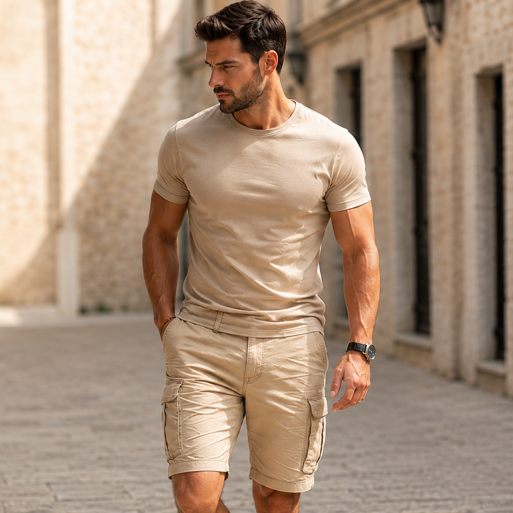 Cargoshorts Herren Locker Mit Taschen – Leichte Sommershorts Baumwolle Beige Grün Schwarz