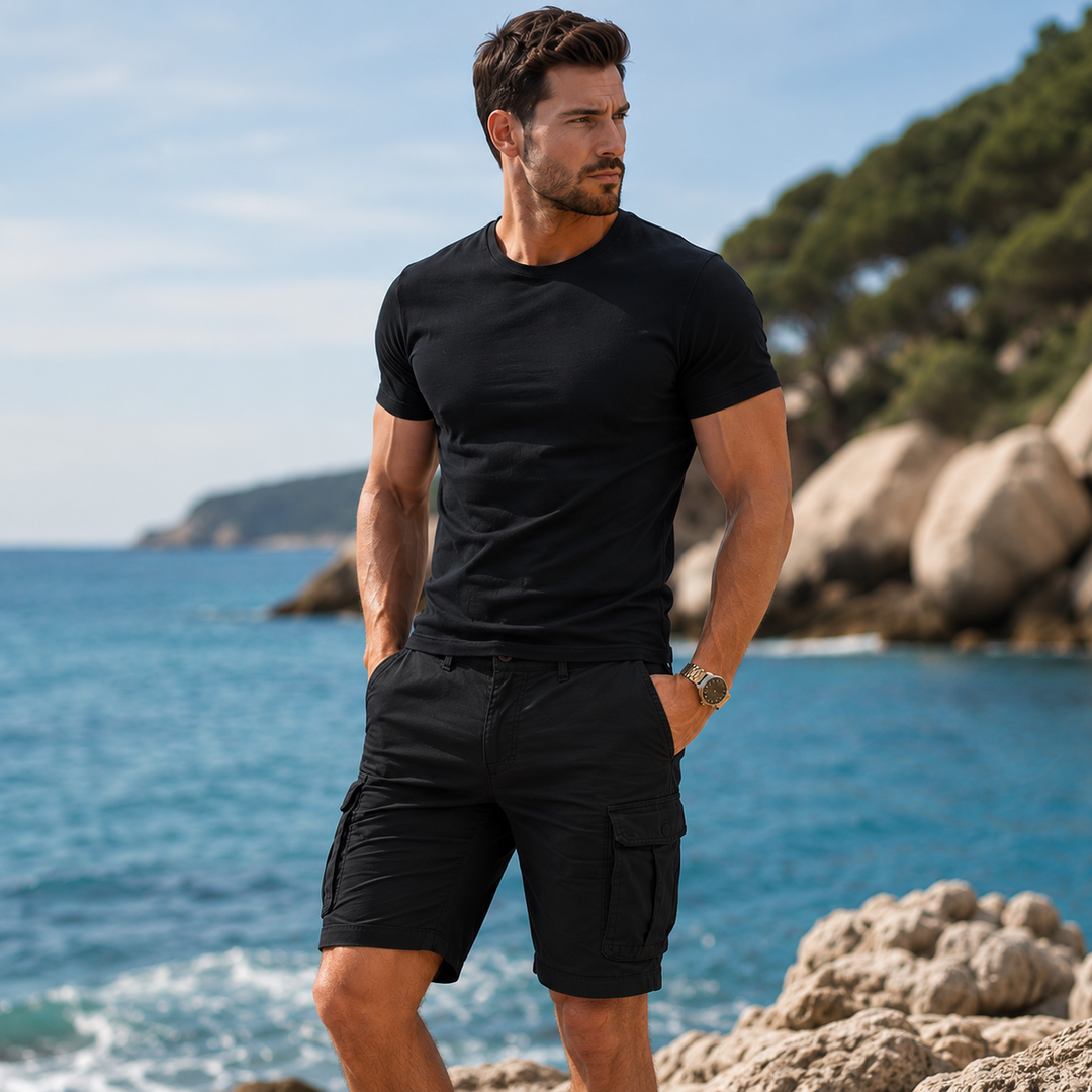 Cargoshorts Herren Locker Mit Taschen – Leichte Sommershorts Baumwolle Beige Grün Schwarz