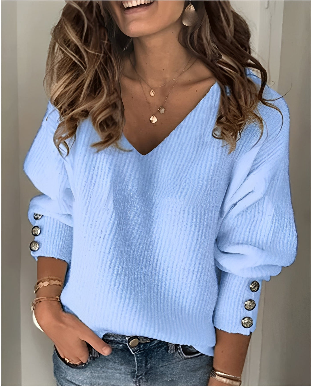 Damen V-Ausschnitt Strickpullover – Weicher Strick & Elegantes Design