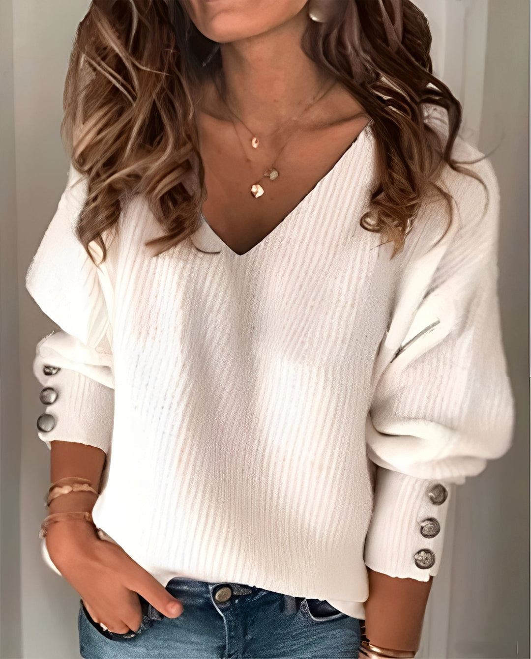 Damen V-Ausschnitt Strickpullover – Weicher Strick & Elegantes Design