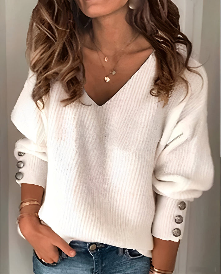 Damen V-Ausschnitt Strickpullover – Weicher Strick & Elegantes Design