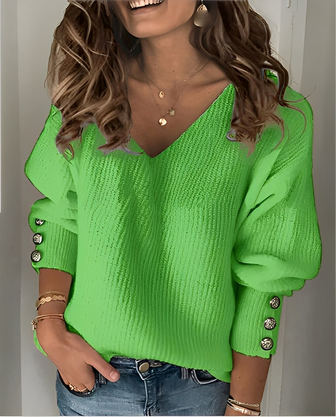 Damen V-Ausschnitt Strickpullover – Weicher Strick & Elegantes Design