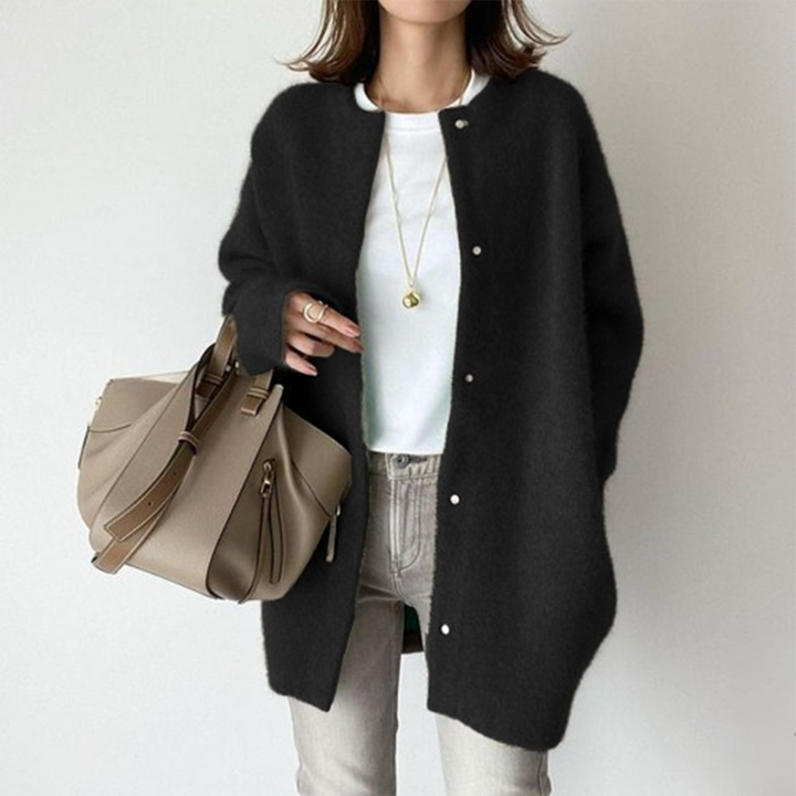 Raffinierte Strickjacke mit Stil Uni Rundhals Langarm
