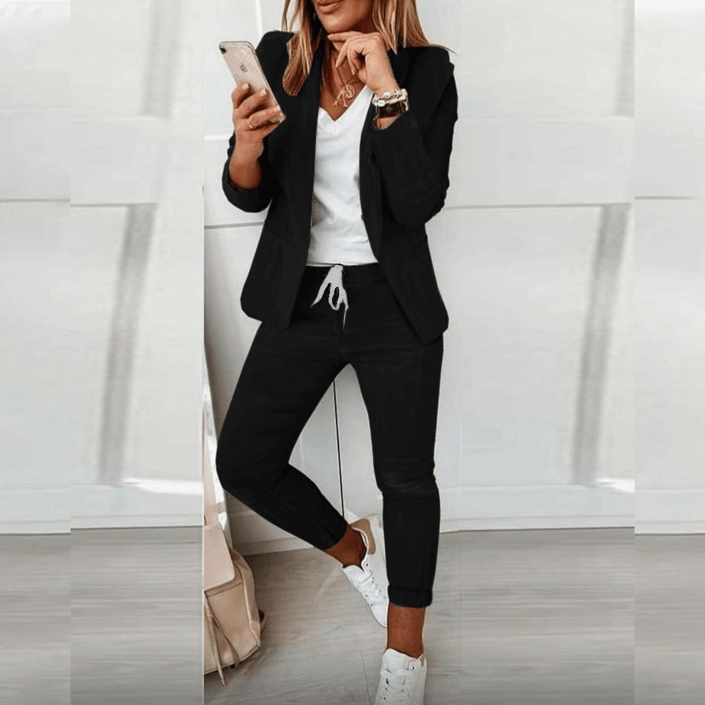 Blazer Set Bequemes Damen Outfit Aus Blazer Hose Stilvoll