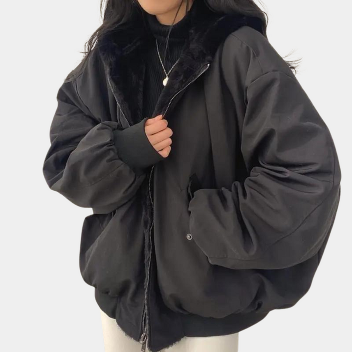 Damen Winterjacke weichen warmen Stoff Lockere Schnitt
