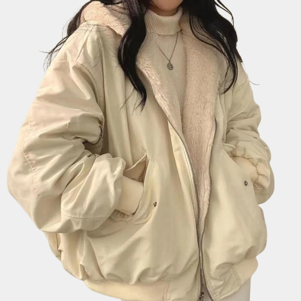 Damen Winterjacke weichen warmen Stoff Lockere Schnitt