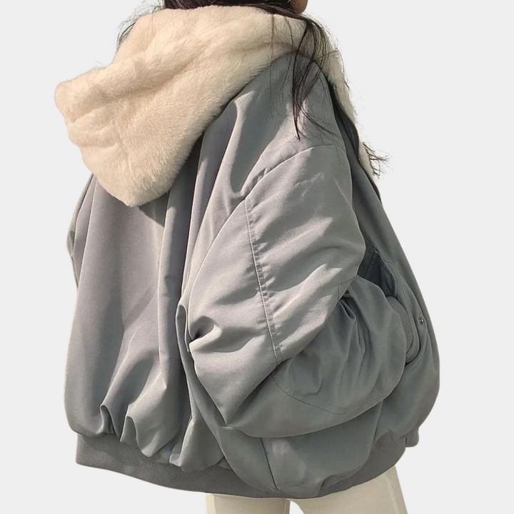 Damen Winterjacke weichen warmen Stoff Lockere Schnitt
