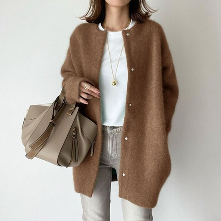 Raffinierte Strickjacke mit Stil Uni Rundhals Langarm