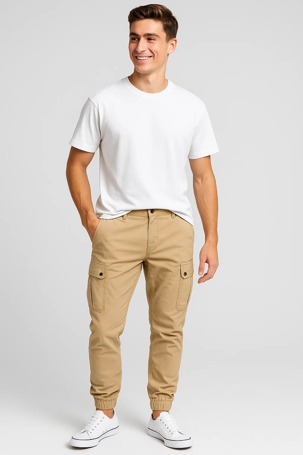 Herren Cargo-Jogginghosen Slim-Fit-Design Taschen Outdoor