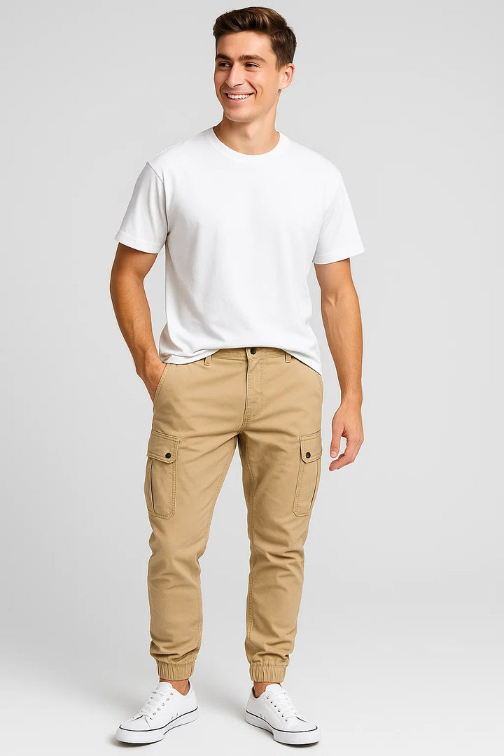 Herren Cargo-Jogginghosen Slim-Fit-Design Taschen Outdoor