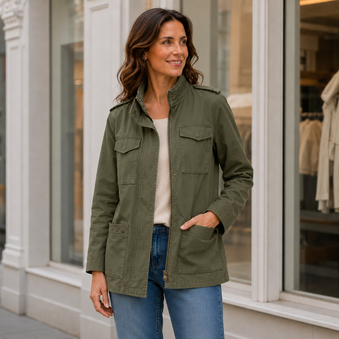 Veste zippée femme Automne Manteau femme Manches longues Streetwear décontracté Coupe-vent Anorak Col montant Vestes