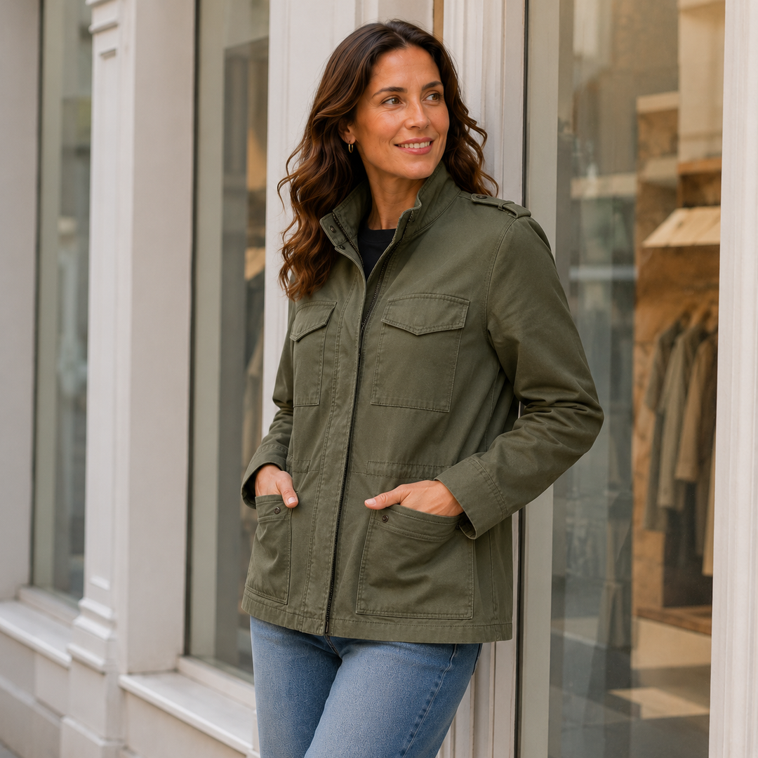 Veste zippée femme Automne Manteau femme Manches longues Streetwear décontracté Coupe-vent Anorak Col montant Vestes