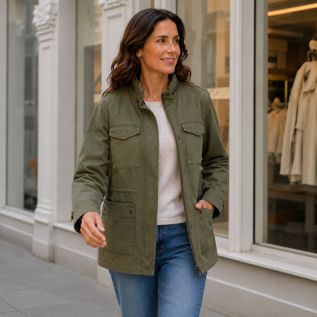 Veste zippée femme Automne Manteau femme Manches longues Streetwear décontracté Coupe-vent Anorak Col montant Vestes