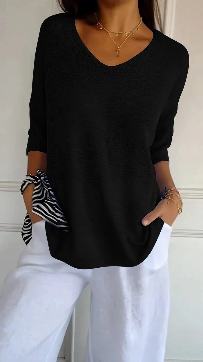 Dôre | Bequemes Damen-Stricktop mit V-Ausschnitt