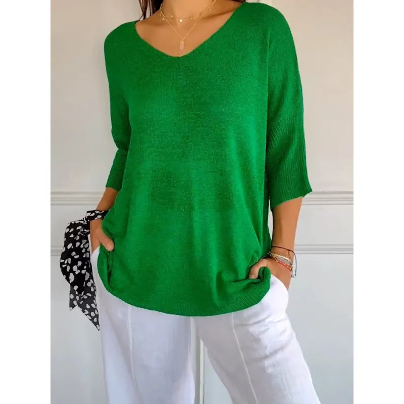 Dôre | Bequemes Damen-Stricktop mit V-Ausschnitt