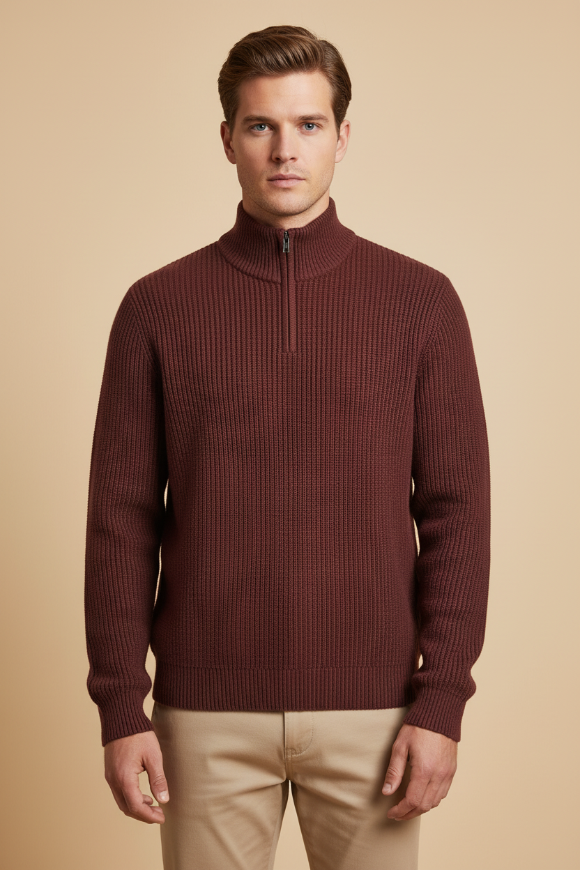 Herren Freizeitpullover Mit Reißverschluss Hochwertiges Material Business-Casual