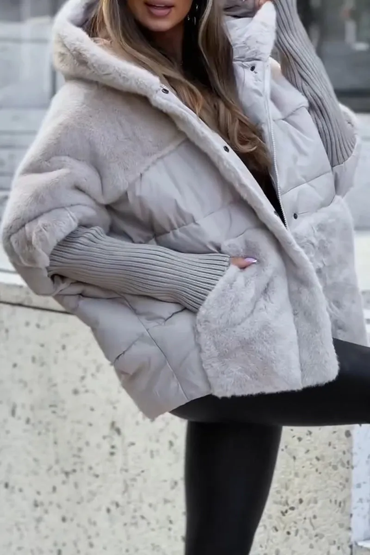 Damen-Bomberjacke Leichte Jacke Mit Wärmenden Wattierung Farbenfroher Kapuze