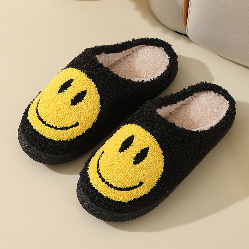 Damen Hausschuhe Smiley-Motiv Gefüttert Weiche Innenfutter