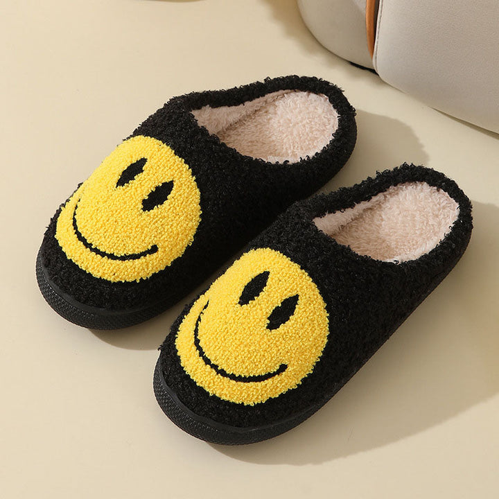 Damen Hausschuhe Smiley-Motiv Gefüttert Weiche Innenfutter