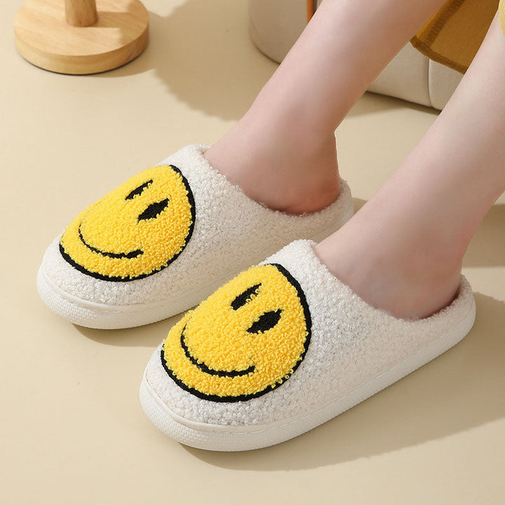 Damen Hausschuhe Smiley-Motiv Gefüttert Weiche Innenfutter