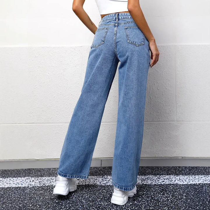 Damen Hohe Taille Mom-Jeans Lässig Mit Hohen Bund Zeitloser Stil