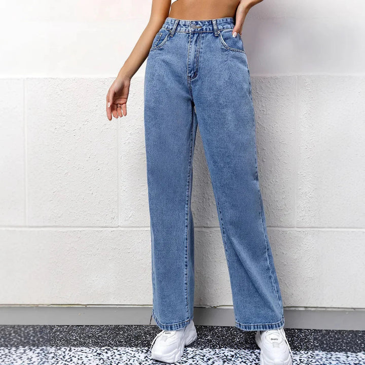 Damen Hohe Taille Mom-Jeans Lässig Mit Hohen Bund Zeitloser Stil