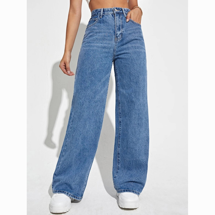 Damen Mom Jeans Hoch Tailliert Sanft Zulaufende Beinform