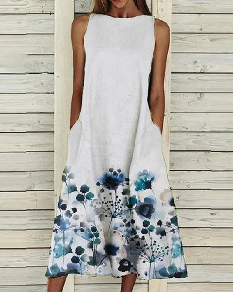 Pamelo | Damen Midi-Sommerkleid – Frisches Blumenmuster, Romantischer Look & Sommerliche Leichtigkeit